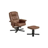 fauteuil de relaxation idimex fauteuil de relaxation charly repose-pieds siège pivotant dossier inclinable assise rembourrée, en tissu vintage brun pieds noirs