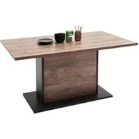 table à manger pegane table de salle à manger en bois coloris chêne barrique - l.160 x h.77 x p.90 cm --