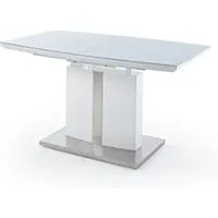 table à manger pegane table de salle à manger extensible en bois coloris blanc brillant - l.140-180 x h.76 x p.80 cm --
