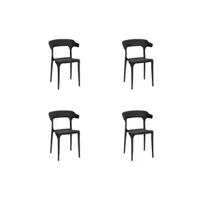 chaise hucoco ulmer - lot de 4 chaises en pp style moderne cuisine - noir