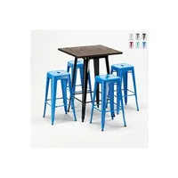 ensemble table et chaises ahd amazing home design - ensemble little italy table haute et 4 tabourets en métal tolix style industriel, couleur: bleu