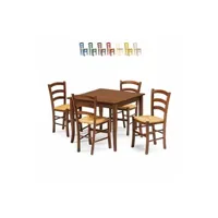 table haute ahd amazing home design - set 4 chaises et table carrée intérieur cuisine bar bois rusty, couleur: marron noyer
