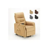 fauteuil de relaxation le roi du relax - siège élévateur électrique inclinable en tissu marie et roues pour personnes âgées, couleur: beige