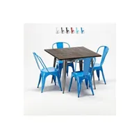 table haute ahd amazing home design - ensemble table carrée et chaises en métal design tolix industrial jamaica, couleur: bleu