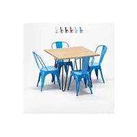 table haute ahd amazing home design - table et chaises carrées en métal et en bois au style industriel tolix tribeca, couleur: bleu
