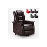 fauteuil de relaxation le roi du relax - fauteuil de relaxation avec système d'inclinaison simili-cuir 2 roues joanna, couleur: marron foncé