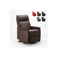 fauteuil de relaxation le roi du relax - fauteuil de relaxation électrique avec système lève personne pour seniors 2 roues amalia, couleur: marron