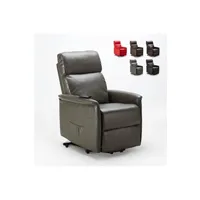 fauteuil de relaxation le roi du relax - fauteuil de relaxation électrique avec système lève personne pour seniors 2 roues amalia, couleur: gris