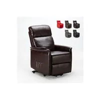 fauteuil de relaxation le roi du relax - fauteuil de relaxation électrique avec système lève personne pour seniors 2 roues amalia, couleur: marron foncé