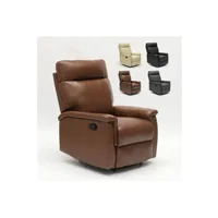 fauteuil de relaxation le roi du relax - fauteuil relax inclinable avec repose-pieds en similcuir design aurora, couleur: marron