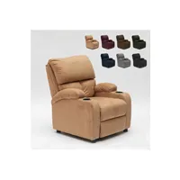 fauteuil de relaxation le roi du relax - fauteuil relax inclinable avec repose-pieds en microfibre de velours lucrezia, couleur: beige