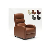 fauteuil de relaxation le roi du relax - fauteuil relax inclinable avec repose-pieds en similcuir alice, couleur: marron