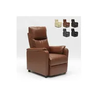 fauteuil de relaxation le roi du relax - fauteuil relax inclinable avec repose-pieds en similcuir giulia, couleur: marron