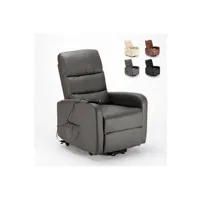 fauteuil de relaxation le roi du relax - fauteuil relax électrique inclinable avec élévateur de personnes en similicuir elizabeth, couleur: gris foncé