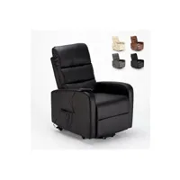 fauteuil de relaxation le roi du relax - fauteuil relax électrique inclinable avec élévateur de personnes en similicuir elizabeth, couleur: noir