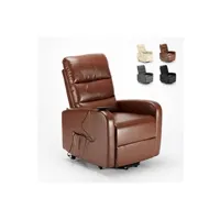 fauteuil de relaxation le roi du relax - fauteuil relax électrique inclinable avec élévateur de personnes en similicuir elizabeth, couleur: marron