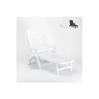 chaise longue - transat grand soleil - bain de soleil pliant en plastique pour la piscine et la plage premiere grand soleil, couleur: blanc
