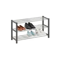 meuble à chaussures idimex etagère à chaussures dublin rangement porte-chaussures avec 3 niveaux pour 12 paires en métal chromé et laqué gris