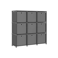 bibliothèque vidaxl etagère à 9 cubes avec boîtes gris 103x30x107,5 cm tissu