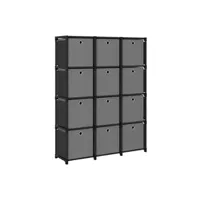bibliothèque vidaxl etagère à 12 cubes avec boîtes noir 103x30x141 cm tissu