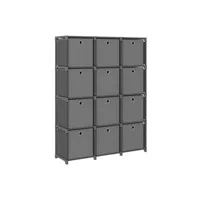 bibliothèque vidaxl etagère à 12 cubes avec boîtes gris 103x30x141 cm tissu