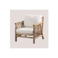 fauteuil de salon sklum fauteuil de jardin en bois de teck style narel marron bois naturel ?76 cm