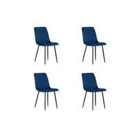 chaise hucoco lawai - lot de 4 chaises en tissu velouté salon/salle à bleu