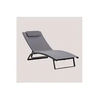 chaise longue - transat sklum transat inclinable en aluminium dulem gris anthracite 32 - 96 cm