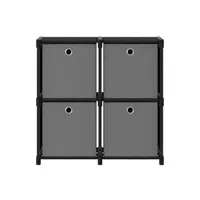bibliothèque vidaxl etagère à 4 cubes avec boîtes noir 69x30x72,5 cm tissu