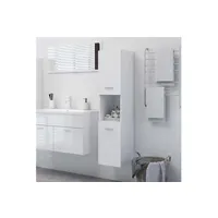 meuble de salle de bain vidaxl armoire de salle de bain blanc brillant 30x30x130 cm aggloméré