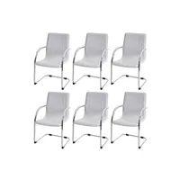 chaise mendler 6x chaise de salle à manger samara, chaise avec dossier, pvc acier blanc
