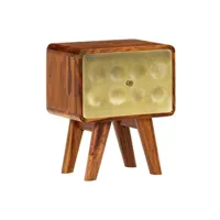 table de chevet vidaxl table de chevet bois de sesham solide imprimé doré 49x40x30 cm
