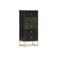 armoire de bureau vidaxl armoire à tiroirs noir et doré 45x30x105 cm bois de manguier