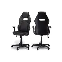 fauteuil de bureau furnhouse ibbe design space pivotant chaise de bureau en simili cuir similicuir noir ergonomique fauteuil de bureau à roulettes fonction bascule et réglable en