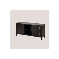 meubles tv sklum meuble tv en métal avec etagère pohpli noir 58,5 cm