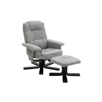 fauteuil de relaxation idimex fauteuil de relaxation charly repose-pieds siège pivotant dossier inclinable assise rembourrée relax, en tissu gris et pieds noirs