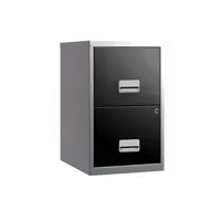 armoire de bureau pierre-henry - colonne de rangement basse en acier 2 tiroirs alu et noir (tiroirs)