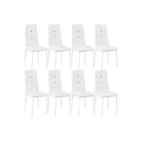 chaise tectake lot de 8 chaises avec strass - blanc