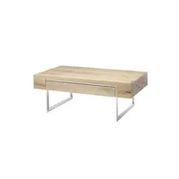 table basse pegane table basse en noyer chêne plaqué aspect inox - l.110 x h.40 x p.60 cm --