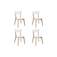 chaise hucoco mossa - lot de 4 chaises modernes - style scandinave - 78x41x44 blanc