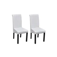 chaise helloshop26 lot de deux chaises de salle à manger cuir synthétique blanc