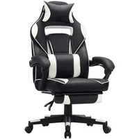 chaise gaming helloshop26 fauteuil de bureau chaise gaming gamer avec coussin blanc et noir