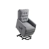 fauteuil de relaxation homcom fauteuil de relaxation électrique fauteuil releveur inclinable avec repose-pied ajustable lin gris