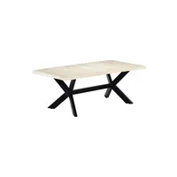 table à manger helloshop26 table de salon salle à manger design blanc 200 cm bois manguier massif