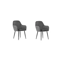chaise hucoco elivia - lot de 2 chaises en velours style moderne - gris
