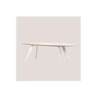 table à manger sklum table de salle à manger ovale en bois (240x100 cm) onar blanc 75 cm