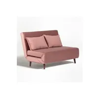 banquette-lit sklum canapé-lit 2 places en velours elen rosé 80 cm