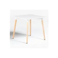 table à manger sklum table de salle à manger carrée en bois de hêtre et mdf (80x80 cm) royal blanc 73,5 cm