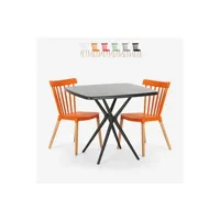 banc de jardin ahd amazing home design table carrée noire 70x70 + 2 chaises design moderne roslin black