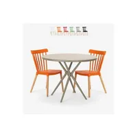 banc de jardin ahd amazing home design table design ronde beige 80 cm + 2 chaises design eskil